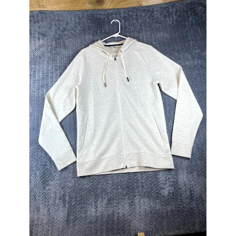 VRST Hoodie Mens Small Beige Full Zip Stretch Pockets Thermal Knit Raglan Sleeve